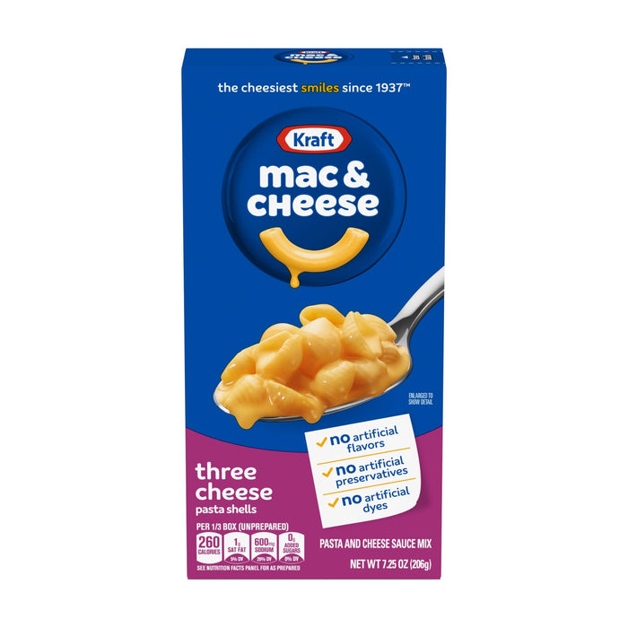Macaroni & Cheese Kraft Three Pasta Instantánea X 206G