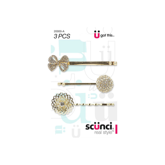 Horquillas Con Piedras Scunci X 3 Piezas