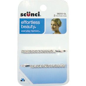 Porteña Scunci Rhinestone Bobby Plateado X 2 Piezas