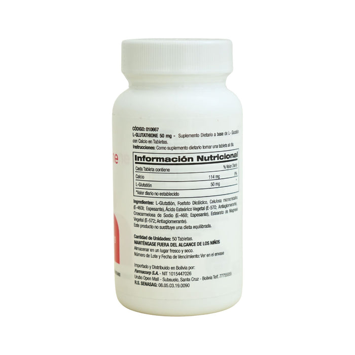 Suplemento L-Glutathione 50Mg X 50 Tabletas