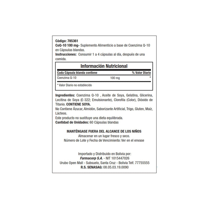 Coq-10 Gnc 100Mg X 60 Cápsulas Blandas
