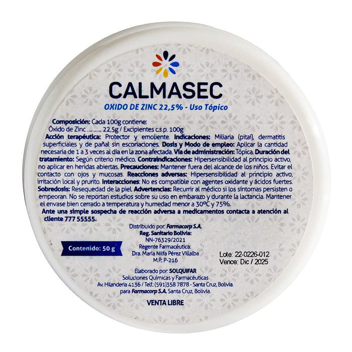 Calmasec Pasta De Agua Farmacorp X 50g