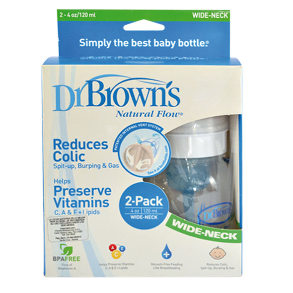 Mamadera Cuello Ancho Dr Brown Azul 120Ml X 2 Unidades
