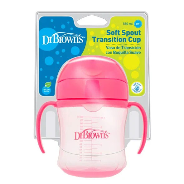 Vaso De Transición Dr Browns Rosa Boquilla Suave 6M+ X 180ml