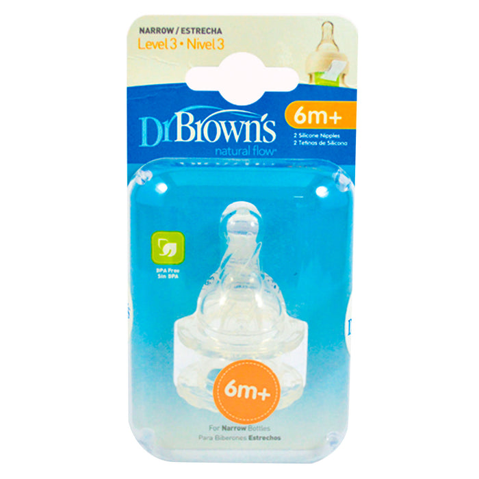 Tetina Dr Browns Nivel 3 Estrecha 6 Meses En Adelante X 2 Unidades
