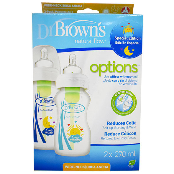 Mamadera Options Dr Browns Sol Luna X 270Ml X 2 Unidades