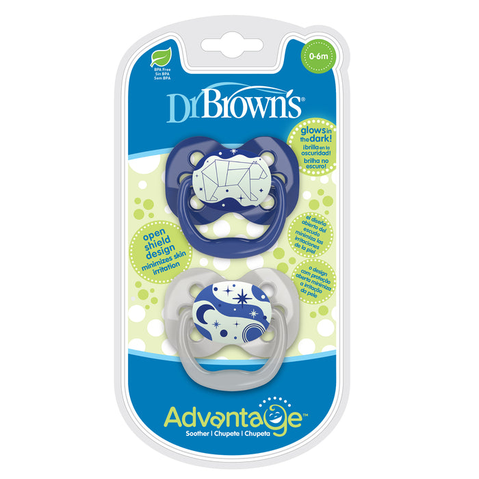 Chupete Fluorescente Dr Browns 0-6M Azul X 2 Piezas