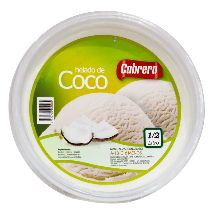 Cabrera Helado De Coco 1 2 Litro