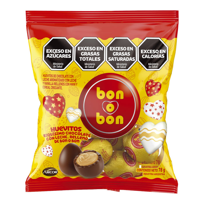 Chocolate Arcor Bon O Bon Huevo Sabor Chocolate Con Leche X 78G