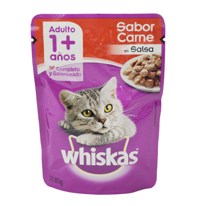 Alimento Whiskas Adulto 1+ Sabor Carne en Salsa X 85g