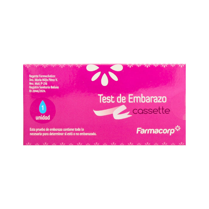Test De Embarazo Hcg Urine Cassette Farmacorp X Unidad