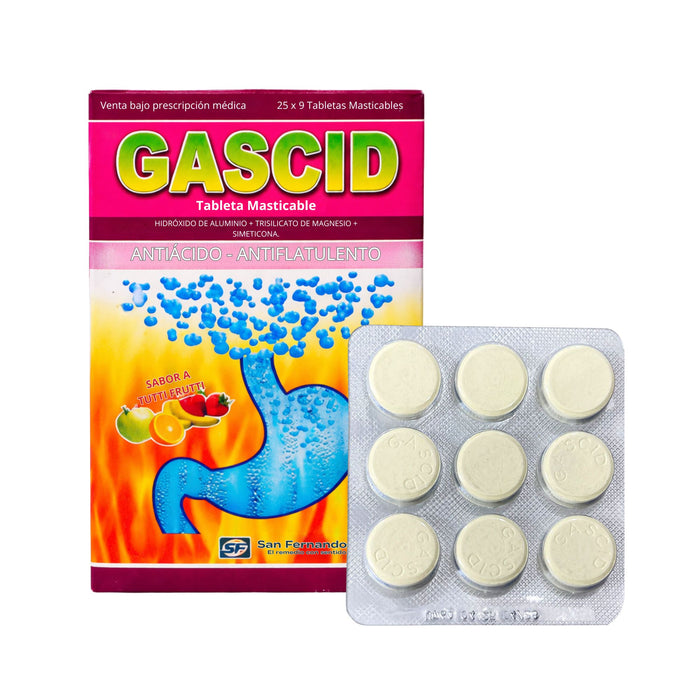 Gascid Antiacido-Antiflatulento Tuti Fruti X Tableta