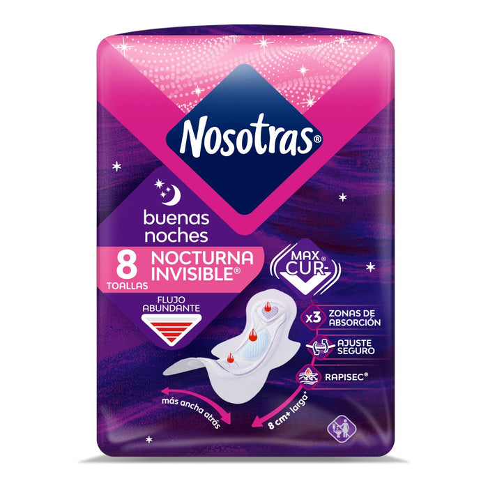 Toallitas Femeninas Nosotras Buenas Noches Invisible Rapisec X 8 Unidades