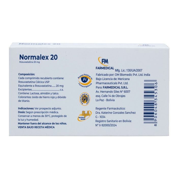 Normalex 20Mg Rosuvastatina X Tableta