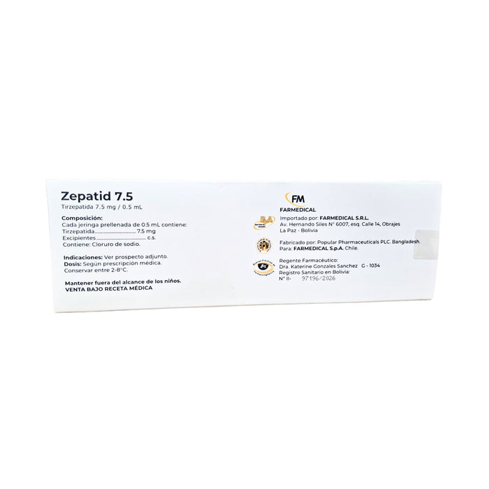 Zepatid Tirzepatida 7.5 Mg/0.5Ml Frio X Jeringa Prellenada