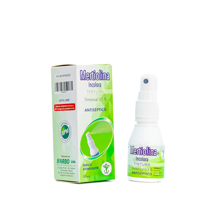 Mertiolina Incolora Timerosal 0.1% Atomizador X 30ml