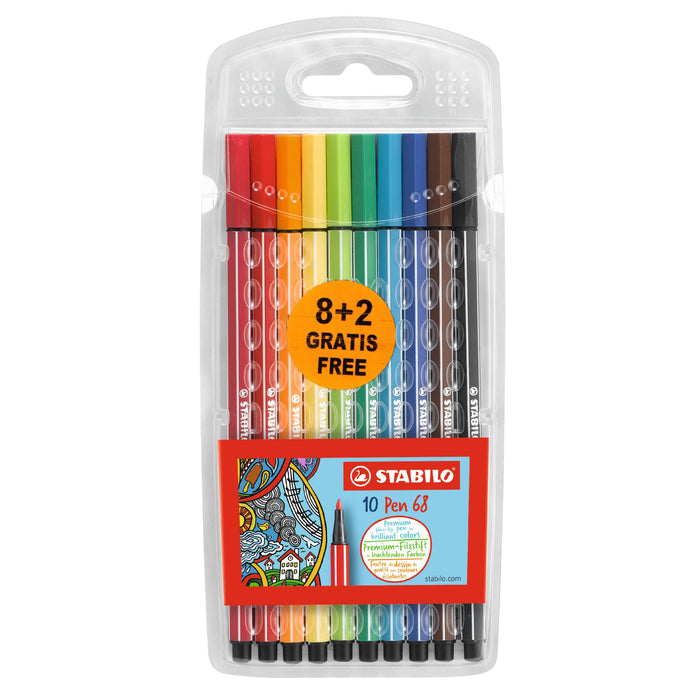 Marcador Stabilo Pen 68 Estuche X 10 Colores