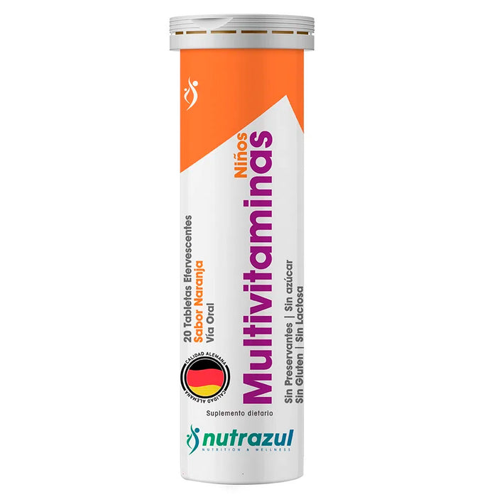 Suplemento Multivitamínico + Minerales Kids Nutrazul Tubo X 20 Tabletas Efervescentes