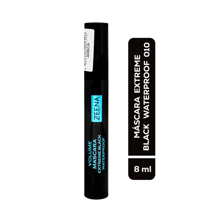 Mascara De Pestañas Volumen Extreme Black Waterproof Zeena 010
