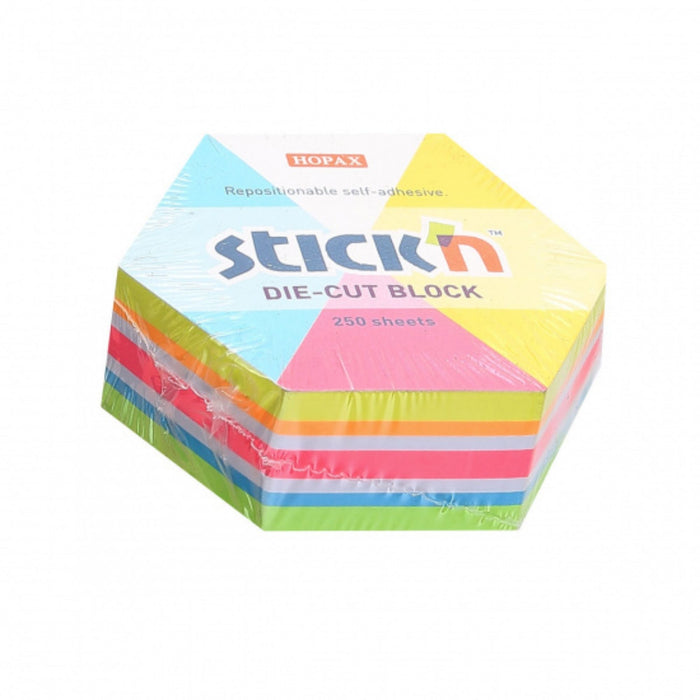 Adhesivas Stickn Cubo N Neon Hexagonal Multicolor 250 H