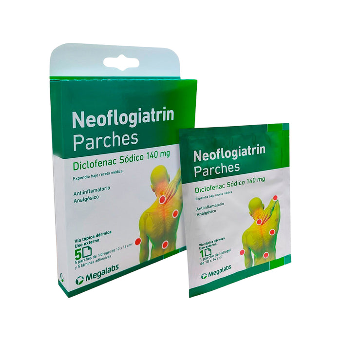 Neoflogiatrin 140mg Parches Diclofenaco Caja X 5 Unidades