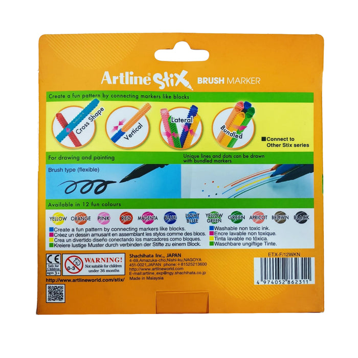 Marcadores Artline Stix Brush / Pincel Estuche X 12 Unidades