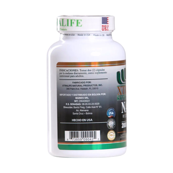 Suplemento Xtralife Nad + Red Wine 2000Mg X 60 Cápsulas