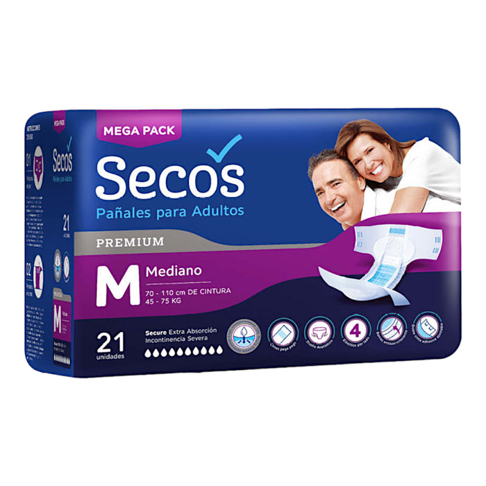 Pañal Secos Premium M Unisex Para Adulto X 21 Unidades