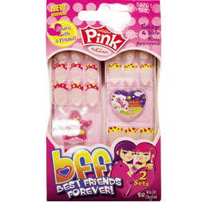 Uñas Postizas Sticker Pink Best Friends Trust Pbf02