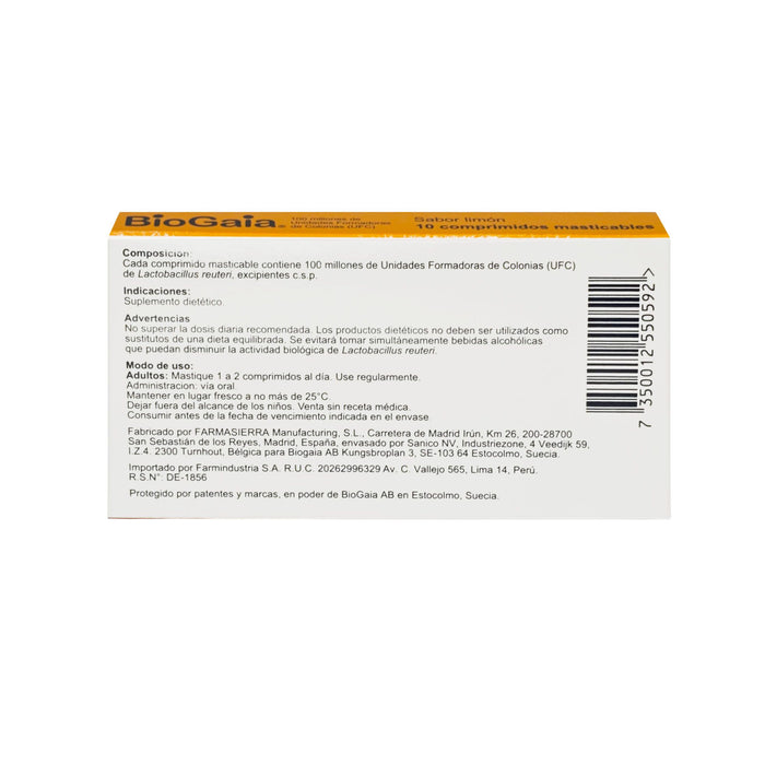 Biogaia Lactobacillus 26.5Mg Sabor Limon X Comprimido Masticable