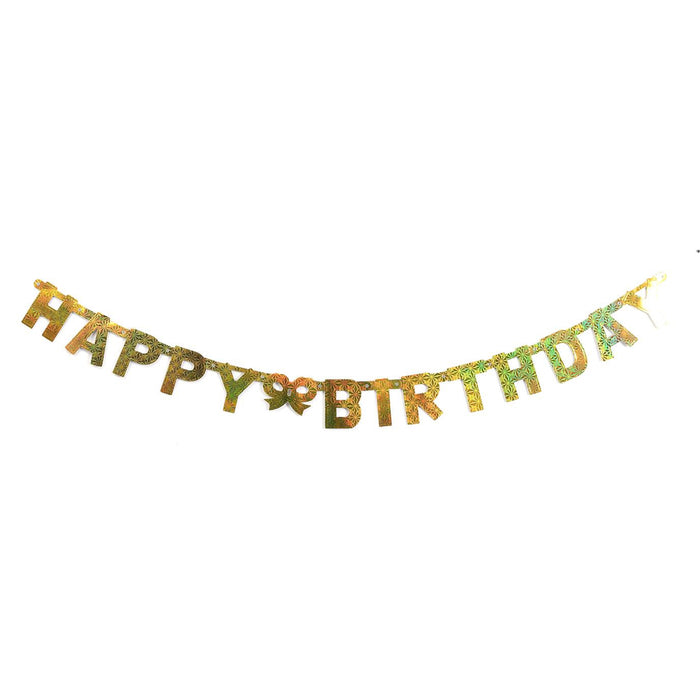 Letrero Merletto Happy Birthday Con Brillo
