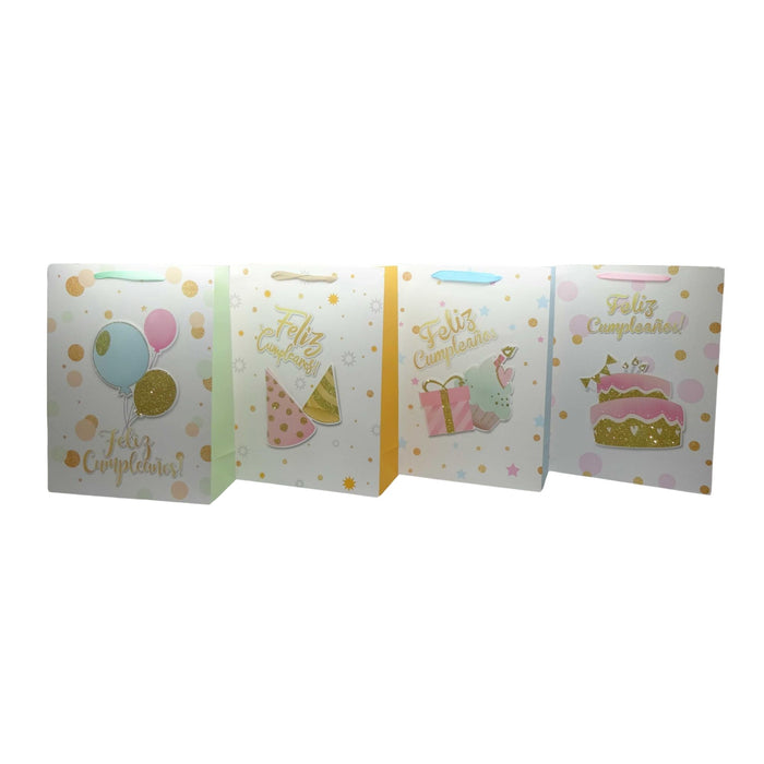 Bolsa De Regalo Merletto Feliz Cumpleaños 3D Tamaño L