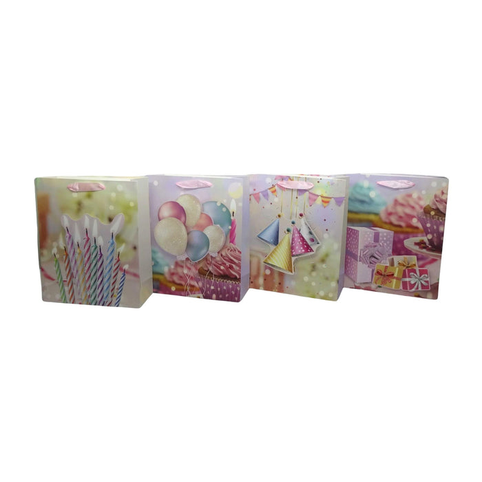 Bolsa De Regalo Merletto Cumpleaños Glitter 3D Tamaño M