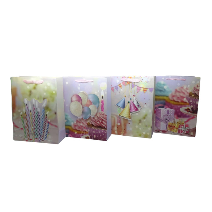 Bolsa De Regalo Merletto Cumpleaños Glitter 3D Tamaño L