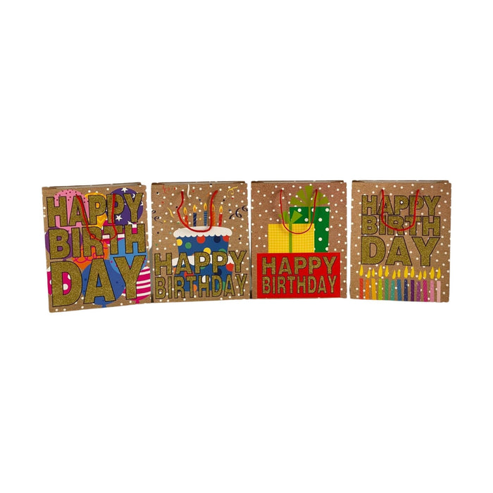 Bolsa De Regalo Merletto Happy Birthday Glitter Tamaño S