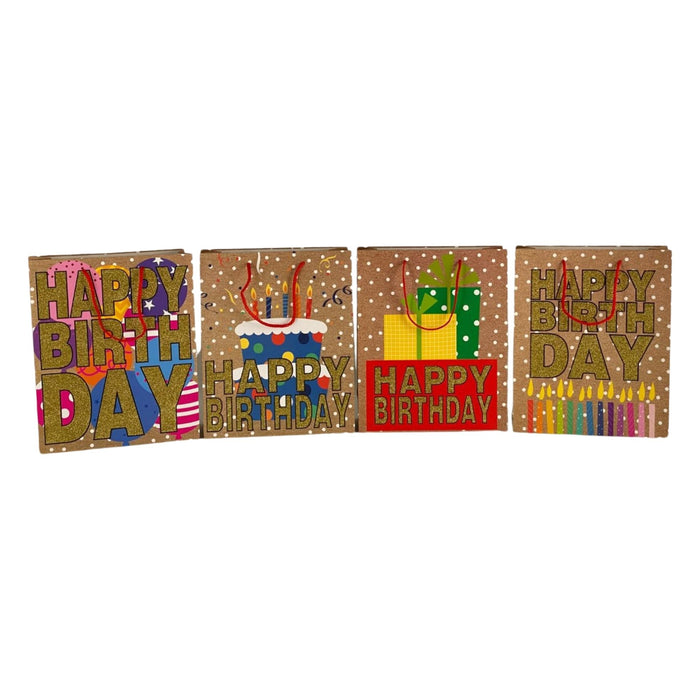 Bolsa De Regalo Merletto Happy Birthday Glitter Tamaño M