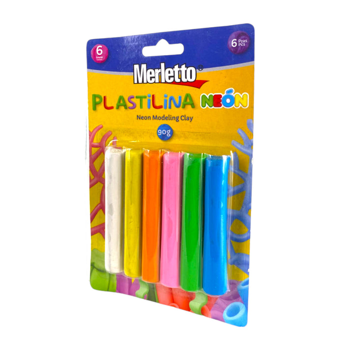 Plastilina Merletto Neón X 6 Unidades