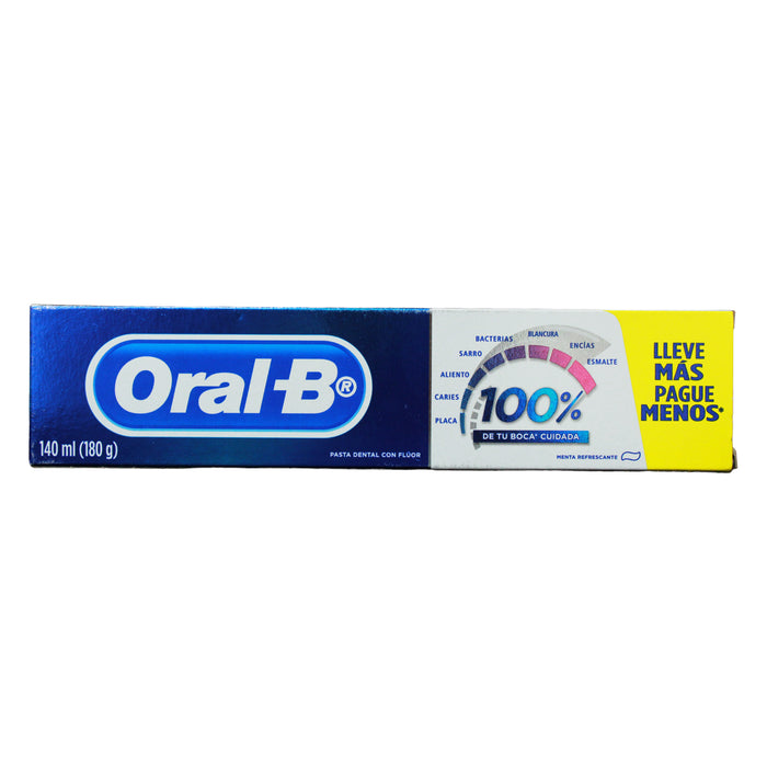 Pasta Dental Oral-B 100% Cuidado De Boca X 140 Ml