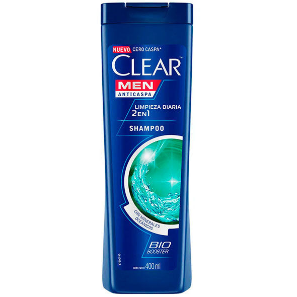 Shampoo Anticaspa Clear Men Limpieza Diaria 2 En 1 X 400Ml