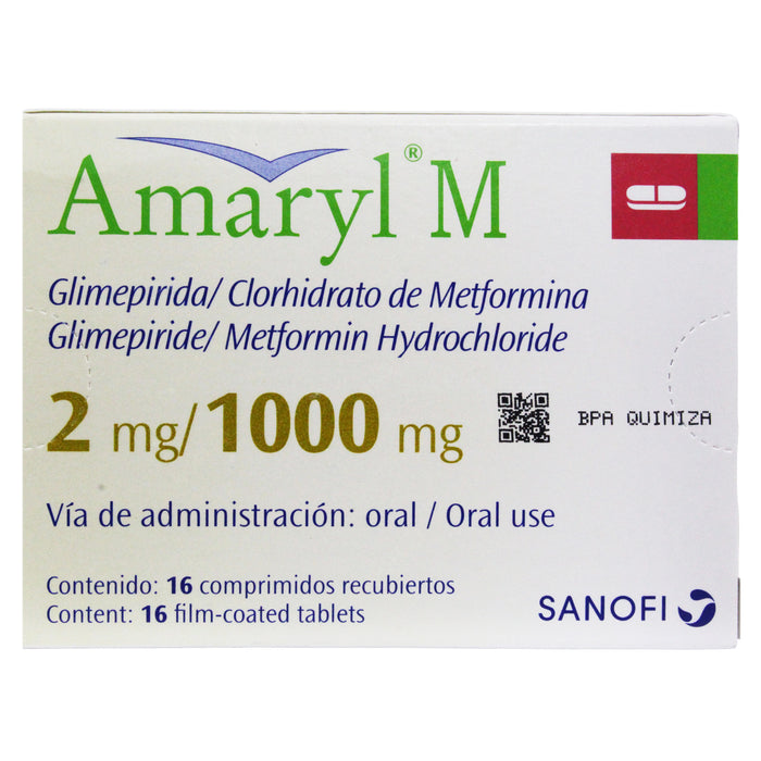 Amaryl M Glimepirida 2Mg Y Metformina Clorhidrato 1000Mg X Tableta
