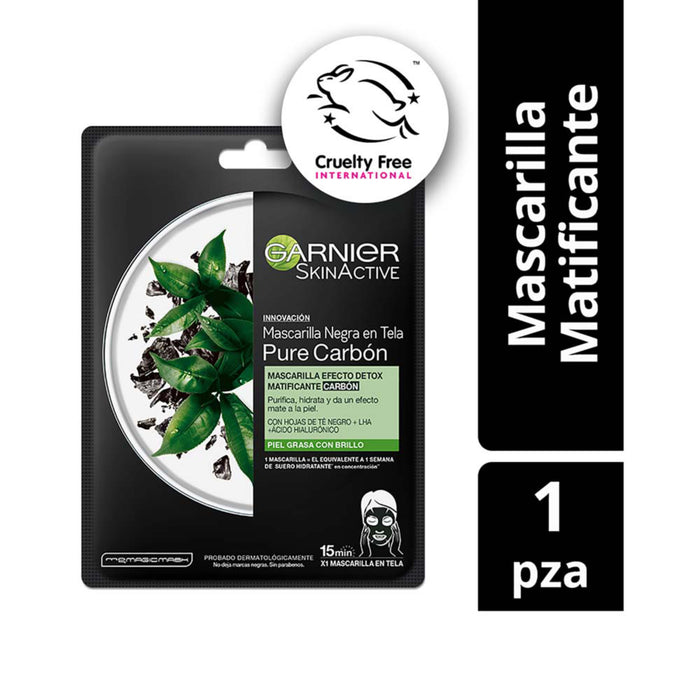 Mascarilla En Tela Garnier Skin Active Pure Carbón X 28g