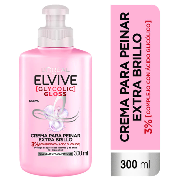 Crema De Peinar Elvive Glycolic Glosuperstay - Cabello Opaco X 300ml