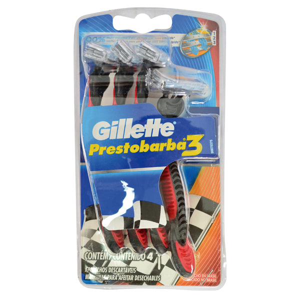 Presto Barba Gillette Red 3 Filo Para Hombre X 4 Unidades
