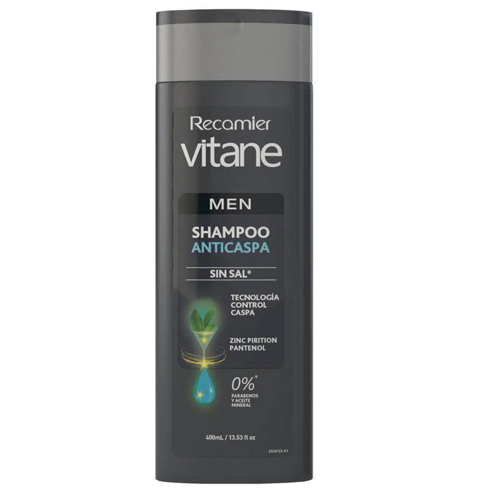 Shampoo Récamier Vitane Men Zpt + Complejo Aminoámico X 400Ml