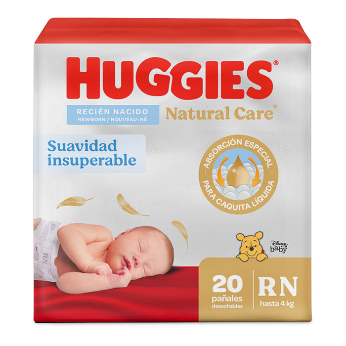Pañales Natural Care Recién Nacido Huggies Hasta 4Kg X 20 Unidades