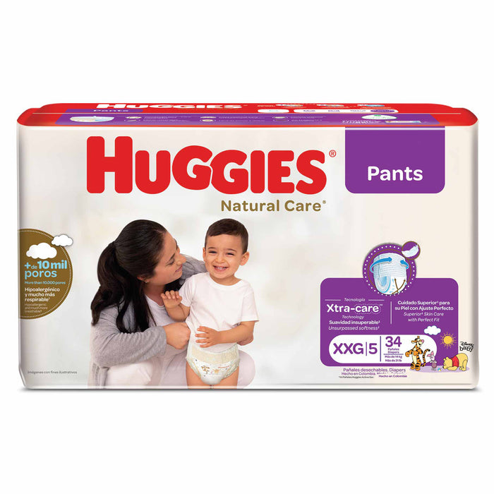 Pañales Natural Care Pants Talla XXG Unisex Huggies X 34 Unidades