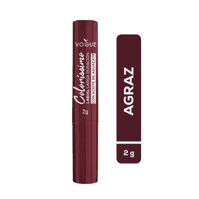 Labial Vogue Colorissimo Larga Duración Agraz