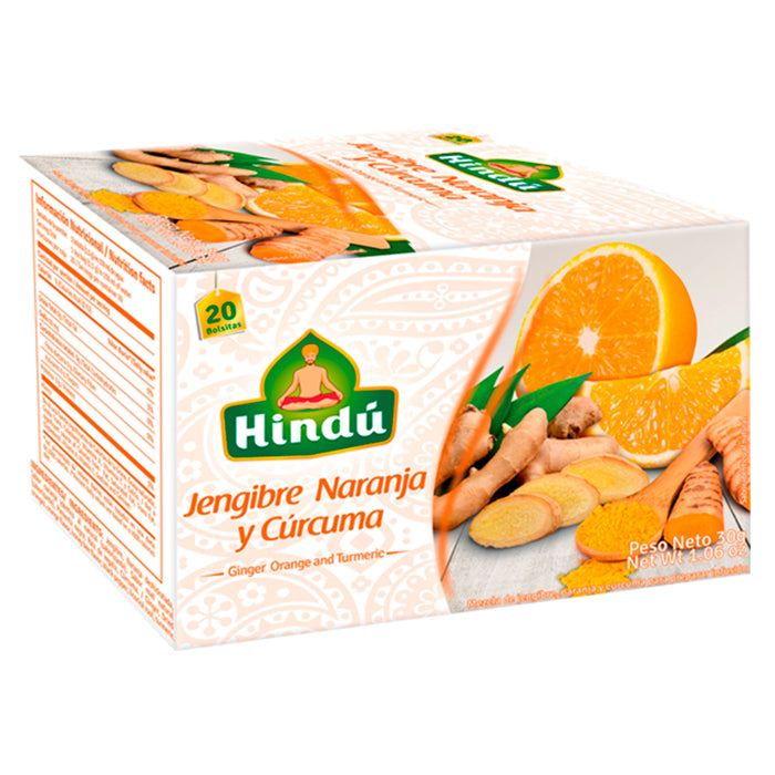 Té Hindú Jengibre, Naranja y Cúrcuma X 20 Unidades