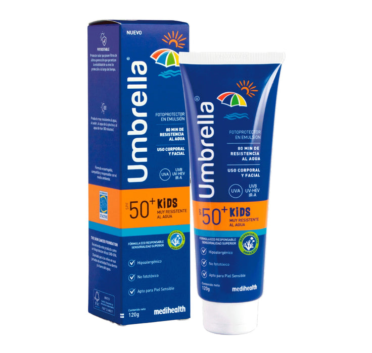 Protector Solar Umbrella Kids Spf 50+ Emulsión Resistente Al Agua X 120g