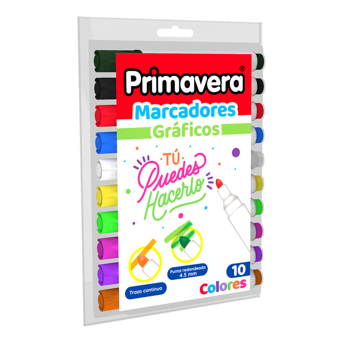Marcadores Primavera Gráficos X 10 Colores